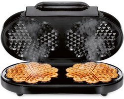 SILVERCREST® KITCHEN TOOLS Dubbel wafelijzer 1200W - Afmeting wafel: ca. Ø16,5 cm - Kabellengte: ca. 1 m - 2 hartwafels in één bakproces - Hoogwaardige antiaanbaklaag - Kabelopberging aan de onderkant van het apparaat