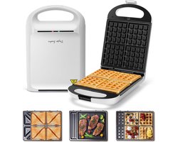 Taylor Swoden 30NJC - 3-in-1 Contact Grill XL-Tosti Apparaat -Wafelijzer - 3 Verwisselbare platen- Anti aanbaklaag - 1200W - Wit