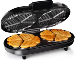 Tristar Wafelijzer WF-2120 - 10 hartvormige wafels - Regelbare thermostaat - 1200 watt - Anti-aanbaklaag - Zwart