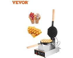 Vevor® - Wafelijzers - Wafelmachine - Wafelmaker - Houten handgreep - Roestvrijstalen Bakker - 140.0 W - 180 ° Draaibaar - Bar - Keuken - Restaurant - Thuis