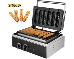 Wafel maker - Wafelijzer - 1500W - Hotdog machine - Muffin bakvormen - 6 stuks - Keuken machine - Tosti apparaat