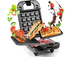 Wafelijzer met verwisselbare platen - 2 in 1 apparaat - Wafels & tosti - 2 verschilende platen - Anti aanbakplaat - Must have voor in de keuken!