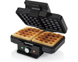 Wafelijzer voor 2 wafels met Anti-aanbaklaag en 1000 Watts - Zwart wafelijzer met verwisselbare platen