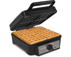 Wafelijzer voor 4 Wafels - Wafelmaker - Antiaanbaklaag - Temperatuur instelbaar - Zwart - Vivid Green