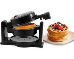 Wafelijzer voor Belgische Wafels – Draaibaar, Antiaanbaklaag, 3,2 cm Dikke Wafels – Perfect voor Snacks, Sandwiches, Keto, Rösti | 12,7 cm Kookplaten | Gemakkelijk te Reinigen