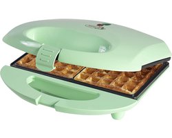 Wafelijzer voor Brusselse wafels - Antiaanbaklaag - 700W - Mintgroen wafelijzer met verwisselbare platen