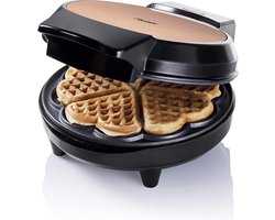 Wafelijzer voor klassieke hartwafels, wafelijzer met anti-aanbaklaag voor wafels in hartvorm, inclusief receptsuggesties, 700 watt, kleur: koper