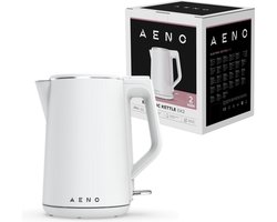 AENO EK2 Waterkoker 1,5L - 2200W - Dubbelzijdige wand - 360 graden draaibaar - Droogkookbeveiliging - indicatielamp - Ingebouwde haspel - Wit