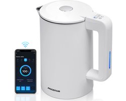 Aigostar 30NVZ - Smart Waterkoker - Temperatuurregeling - Warmhoudfunctie - Appbesturing - Dubbelwandig - Cool-touch - 1.7L - 2200W - Wit