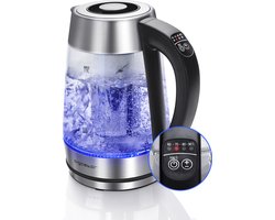 Aigostar Cris 30OSU - Glazen waterkoker met LED en theefilter - Temperatuurregeling - Warmhoudfunctie - RVS/Glas - 1,7L - 2200W