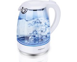 Aigostar Eve 30GON - Elektrische Waterkoker - Glazen waterkoker - 1.7 Liter - 2200W - Retro - Led Verlichting - Wit