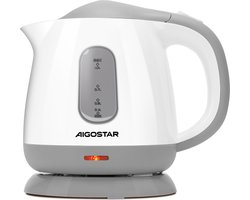 Aigostar Juliet 30HIO - Elektronische Waterkoker klein - Retro - 1 Liter- Wit/grijs