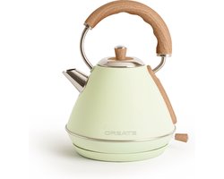 CREATE Waterkoker Retro - 1200 Watt - 1 Liter - RVS - BPA vrij - Elektrisch - Pastelgroen - Kettle Retro M