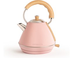 CREATE Waterkoker Retro - 1200 Watt - 1 Liter - RVS - BPA vrij - Elektrisch - Pastelroze - Kettle Retro M