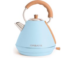 CREATE Waterkoker Retro - 2200 Watt - 1,7 Liter - RVS - BPA vrij - Elektrisch - Pastelblauw - Kettle Retro L