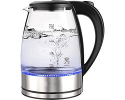 Royalty Line® GWK34300 Waterkoker - Glass - Met Blauw Led Verlichting - 1.7 Liter - 2200W - RVS