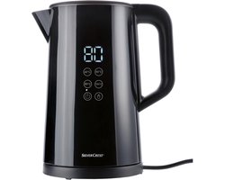 SILVERCREST® KITCHEN TOOLS Digitale waterkoker 1,5 L - Vermogen: 3000 W - Met touch-functie - Met LED-display voor temperatuurweergave - Snoerlengte: 75 cm - Kalkfilter - Zwart