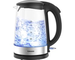 Tomado TWK1706G - Glazen waterkoker - 1,7 liter - Blauw LED verlichting - 2200 watt - RVS