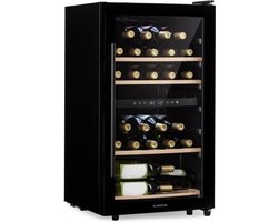 Klarstein Barossa 34 Duo - Wijnkoelkast - 34 Flessen - 80 Liter - 2 Zones - Touch bediening - Zwart