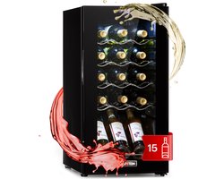 Klarstein Shiraz 15 Slim Uno Wijnkoelkast - 44 Liter - Touch bedieningspaneel - 5-18°C - Zwart