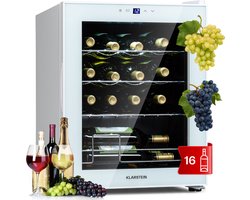 Klarstein Shiraz 16 Quartz Wijnkoelkast 42 Liter - Touch bediening - 160 W - 5-18°C - Wit glas