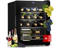 Klarstein Shiraz 16 Uno Wijnkoelkast - 42 Liter - Touch bedieningspaneel - 131 W - 5-18°C - Zwart