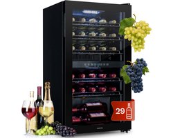 Klarstein Shiraz 29 Duo wijnkoelkast 2 zones 80L/29 flessen 5-22°C touch zwart