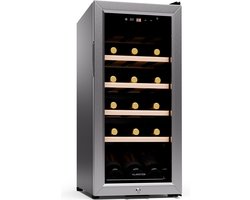 Klarstein Shiraz Premium Smart 18 Slim - Wijnkoelkast - Wijnklimaatkast - 18 Flessen - Zilver