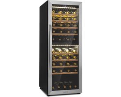 Klarstein Vinamour 77 Duo Wijnkoelkast - 2 Koelzones - 191 Liter / 77 Flessen - Compressor - Wijnklimaatkast - Horeca Koelkast - 39 dB - Zilver