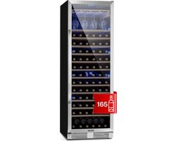 Klarstein Vinovilla Grande 165 - Built-In Uno Wijnkoelkast - 425 Liter - 165 Flessen - Glazen deur - Zilver