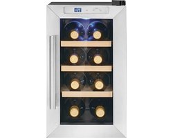 Professionele Horica Minibar Koeling – Wijnkoelkast 23L – Flessenkoelkast met Glazen Deur – Mini Koelkast met Glazen Deur – Kleine Drankenkoelkast – 4 Opslagniveaus Voor 8 Flessen – Minibar