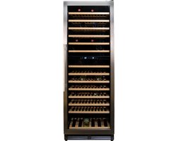 Vinata Premium Wijnklimaatkast Presanella - Vrijstaand en Onderbouw - RVS - 150 flessen - 171 x 59.8 x 68.5 cm - Glazen deur