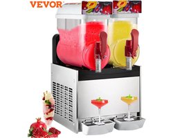 Slush Puppy Machine - Slush Puppy - Vevor - 2 Tanks - Dubbele Tank - 2x15L - Zilver - 30 Liter - Ijsmachine - Ice - Bevroren Drank Dispenser