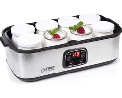 TZS First Austria Yoghurtmaker - 25W - Timer - Inclusief 8x180ml glazen potjes - Zilver