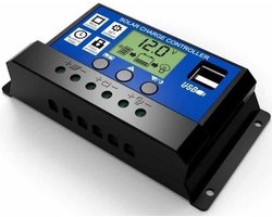 30A DC 12V - 24V PWM Solar laadregelaar met LCD en 5V USB