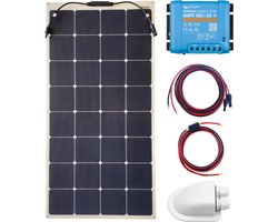 5 Jaar Garantie - Overloopbare flexibele zonnepanelen set 120Wp premium – Victron Energy MPPT Laadregelaar 100/20 Bluetooth – Zonnepaneel Compleet Pakket - Kabel met connector - zonnepaneel camper - zonnepanelen camper - zonnepanelen boot - caravan