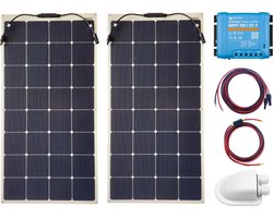 5 Jaar Garantie - Overloopbare flexibele zonnepanelen set 240Wp premium – Victron Energy MPPT Laadregelaar 100/20 Bluetooth – zonnepaneel Compleet Pakket - Kabel met connector - zonnepaneel camper - zonnepanelen camper - zonnepanelen boot - caravan