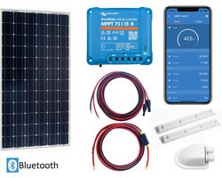 5 Jaar Garantie - Victron Energy Zonnepanelen Set Bluetooth – Set Vast Zonnepaneel 175Wp - Caravan, Camper, Boot, Tent - zonnepaneel Compleet Pakket - Kabel met connectoren - Plug-Play set schematische tekening en handleiding