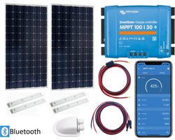 5 Jaar Garantie - Victron Energy Zonnepanelen Set Bluetooth – Set Vast Zonnepaneel 350Wp - Caravan, Camper, Boot, Tent - zonnepaneel Compleet Pakket - Kabel met connectoren - Plug-Play set schematische tekening en handleiding-