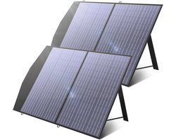 AllPowers - Zonnepaneel - Draagbaar - Waterdicht - Opvouwbaar zonnepaneel - voor Camping RV Tuin Dak - 2 x 100W - Polykristallijn Silicium - Zwart