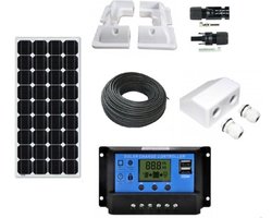 Compleet 100W Zonnepaneel set - Mono kristallijne - 12V - daglichtpaneel -  Met MC4 connectoren - Voor camper, boot, caravan, accu, etc - Met Nederlandse handeleiding