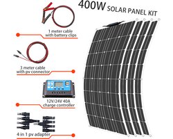 Dakta Zonnepanelen Compleet Pakket 400 Watt - 12 Volt - Camper - Plat Dak - Met Accu + Laadregelaar + Stekkers