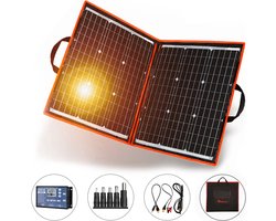 Dokio® | Opvouwbare Zonnenpanelen - Draagbaar Zonnepaneel - Mobiel Solar Panel - Flexibel - Inclusief Accessoires - Lichtgewicht - 100W - 12V - Zwart