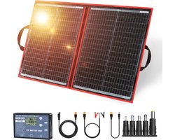 Dokio - Opvouwbare Zonnepaneel set - 100W - Monokristallijn Zonnepaneel - 12V - Zonnepanelen Compleet Pakket Daglichtpaneel - Zonnepaneel camper - Met Omvormer