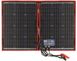 Dokio® Zonnepaneel - Zonnepanelen compleet pakket - Solar Generator- 100W - Opvouwbaar - Zwart/Rood