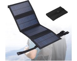 Draagbaar Zonnepaneel Opvouwbaar USB-zonnepaneel Oplader - Waterdicht - USB 5V-uitgang - Uitgevouwen 480x185mm - Zonnepanelen voor Telefoon Laptop Tablet - 20W - IP65 - Zwart Sosher-EU