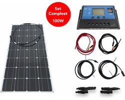 Flexibel Zonnepaneel Camper Compleet Pakket 100W 12V - UltraDun 3MM - Lichtgewicht- Plug Play - Zonnepaneel voor Camper - Zonnepaneel voor Caravan - Zonnepaneel voor Boot - Zonnepaneel voor Tuinhuis