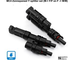 Harris and Hertz - MC4 Zonnepaneel T-Splitter - Solar MC4 Connector - IP67 - 2 Male naar 1 Female + 2 Female naar 1 Male - 1 van elk