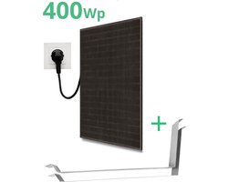 LDY - Zonnepaneel met stekker - 400 Wp panelen + 300 W Micro omvormer - Inclusief plat dak bevestiging - Plug & Play - Full Black