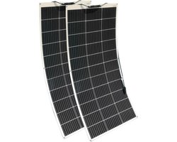 Mygroot - 300W - Flexibele-Zonnepaneel complete set - 2 stuks - 12V- Zonnepaneel camping - Mono kristallijne met stekker - Ideaal voor campers - Jachten.